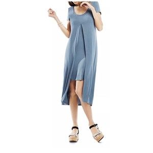 NWT BCBG MaxAzria Audreigh Lt Ash Blue Layered Midi Dress Size M